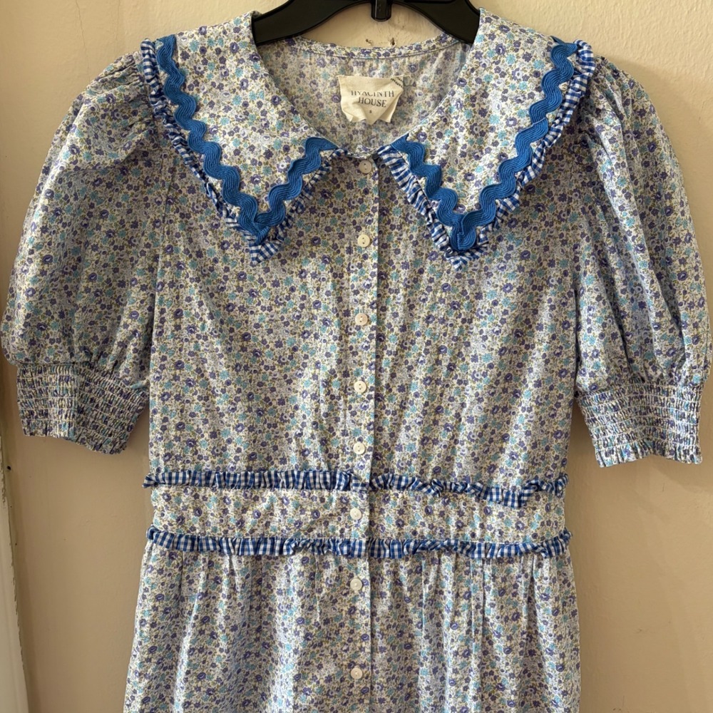 Hyacinth House Floral Midi Dress Blue Purple Cottagecore Boho Ric Rac Small - Picture 5 of 7